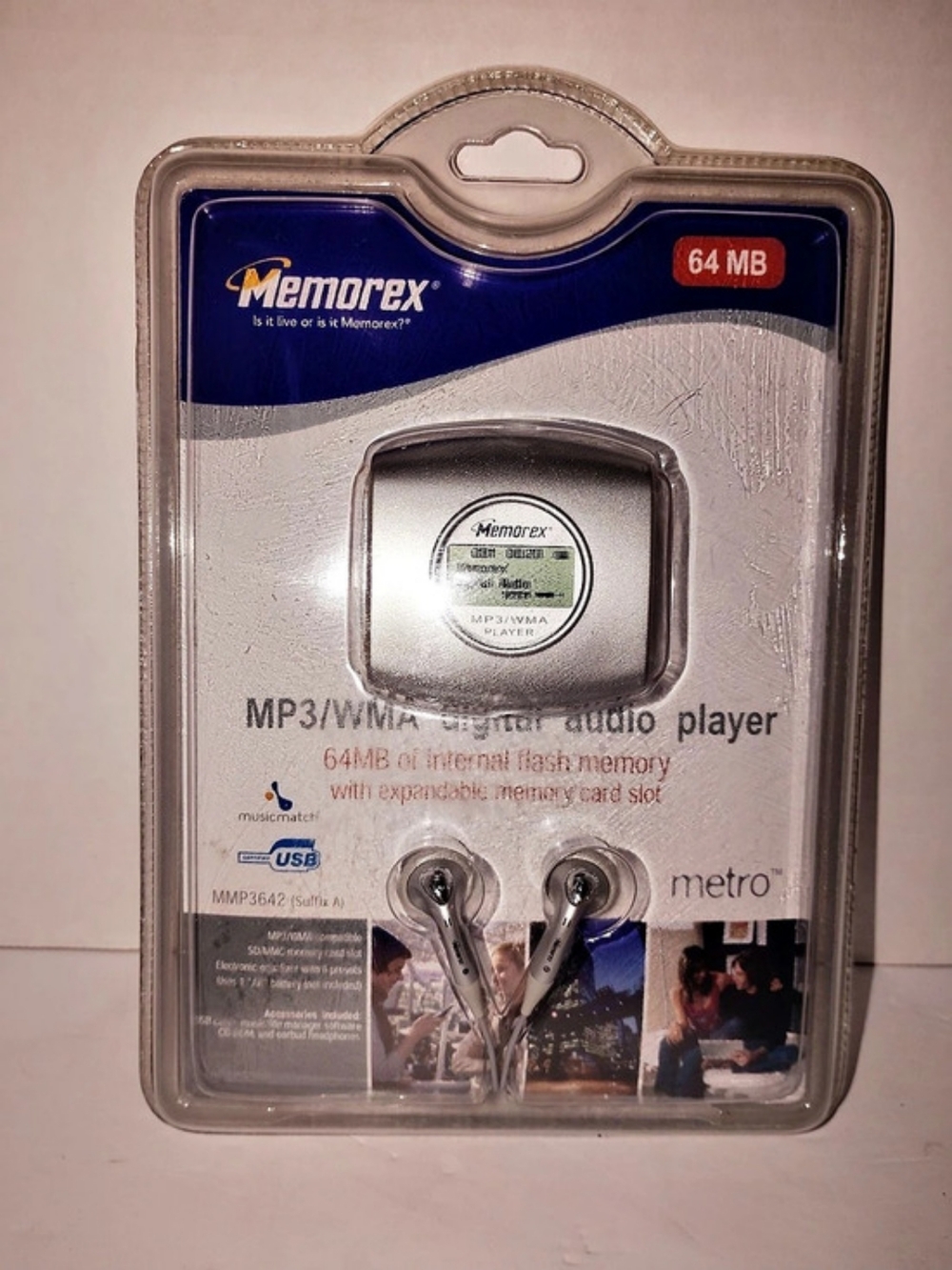 Memorex MP3/WMA digital audio player 64MB Silver MP3 Player NWT